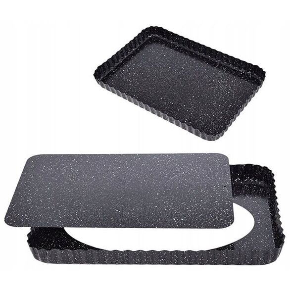 BLACHA FORMA DO PIECZENIA 31X21X3 CM Z WYJMOWANYM DNEM POWŁOKA NIEPRZYWIERALNA BRUNBESTE BB-3650