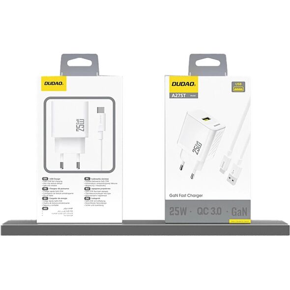 Ładowarka sieciowa GaN 25W USB-A - biała Ładowarka sieciowa GaN 25W USB-A - biała