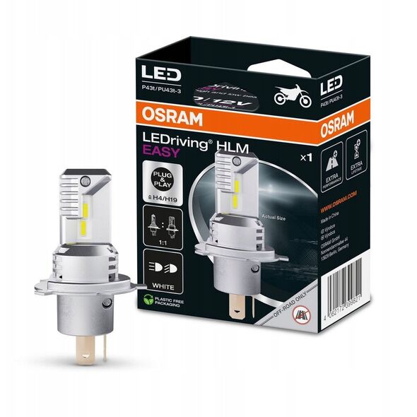 Żarówka LED (Blister 1szt.) H19/H4 12V 19.0/18.7W P43T bez homologacji drogowej, do motocykli LEDriving HL EASY, biała 6500K