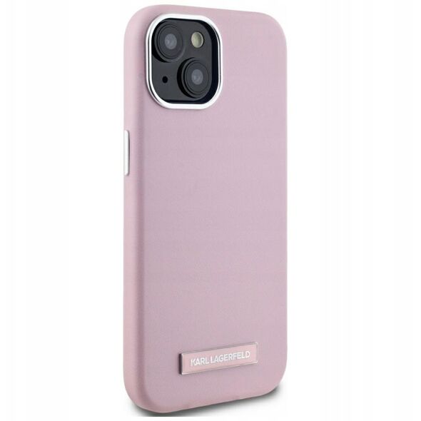Case Karl Lagerfeld FW Metal Plate MagSafe for iPhone 15 pink