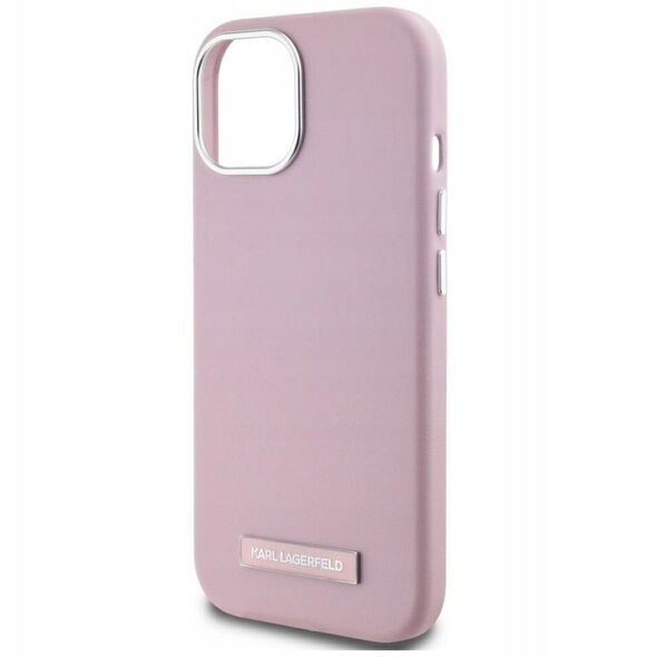 Case Karl Lagerfeld FW Metal Plate MagSafe for iPhone 15 pink