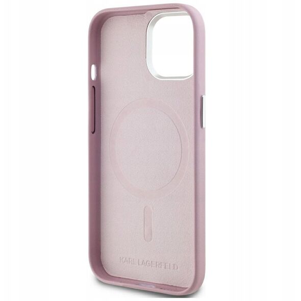 Case Karl Lagerfeld FW Metal Plate MagSafe for iPhone 15 pink