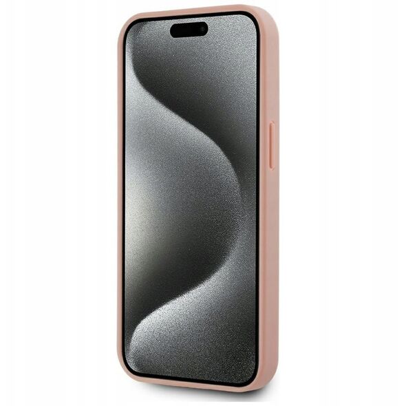Case Karl Lagerfeld Leather Monogram Metal Logo MagSafe for iPhone 15 pink