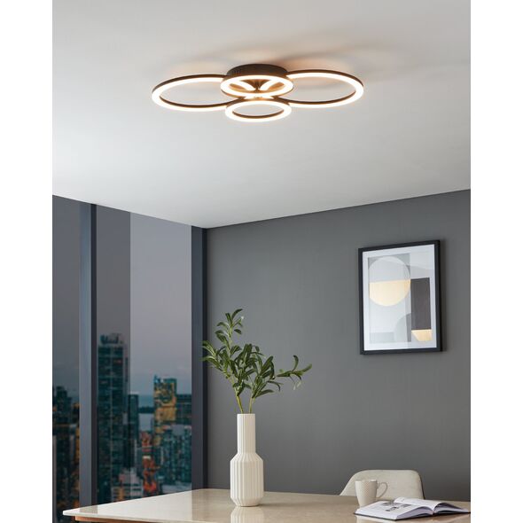 Ceiling LED lamp EGLO Parrapos, 41W, 2700-6500K, 5800lm, black, 61.5x45x8 cm