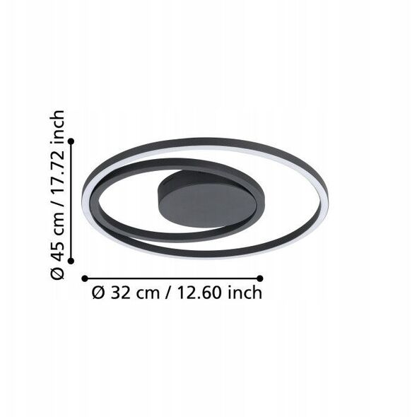Ceiling LED lamp EGLO Calagrano, 21.5W, 3000K, RGB, 2700lm, black, o45 x h3.5cm
