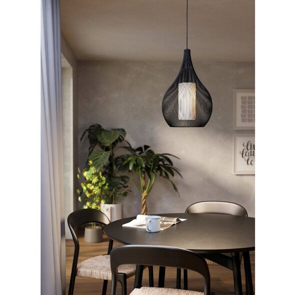 Pendant lamp EGLO Razoni, 1 x E27, 40W, black, o32.5 x h110 cm