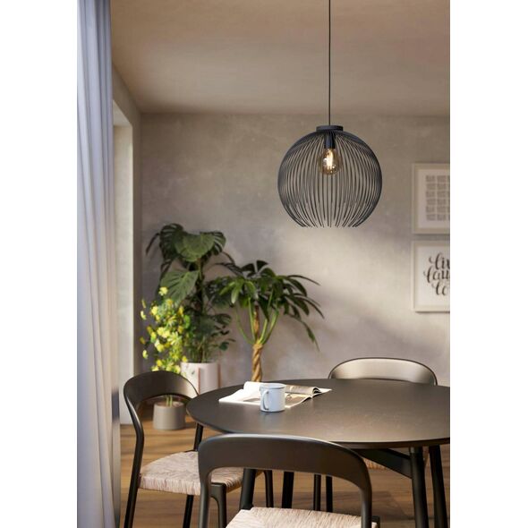Pendant lamp EGLO VENEZUELA, 1xE27, max 40W, black color, 39.5x36.5x110cm