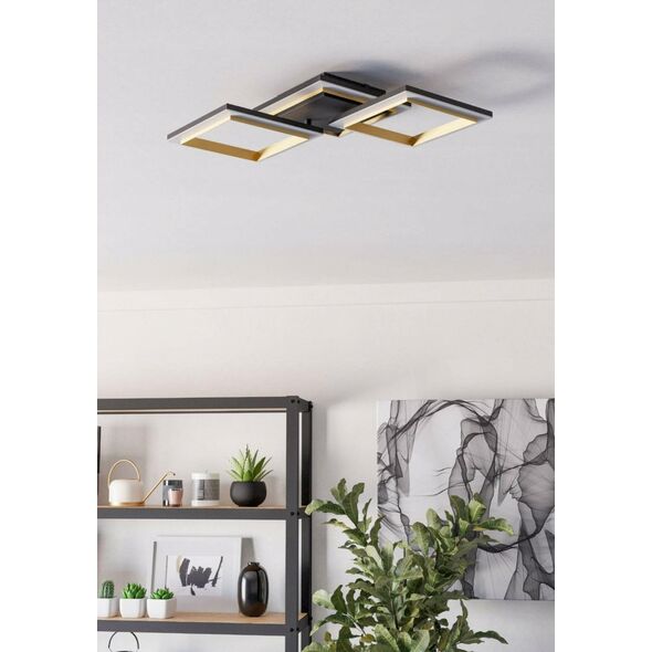 Ceiling LED lamp EGLO CALLIERA, 20 W, 2500 lm, 4000 K, black/gold, 31x59.5x9cm