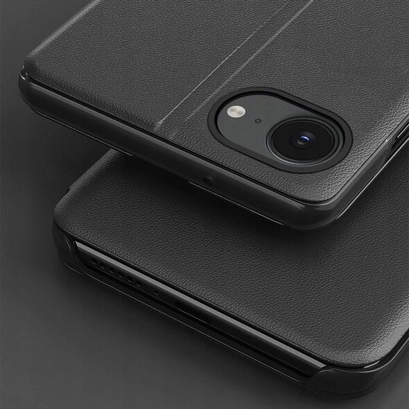 Etui Eco Leather View Case elegancki futerał z klapką i podstawką na iPhone 16e - czarne