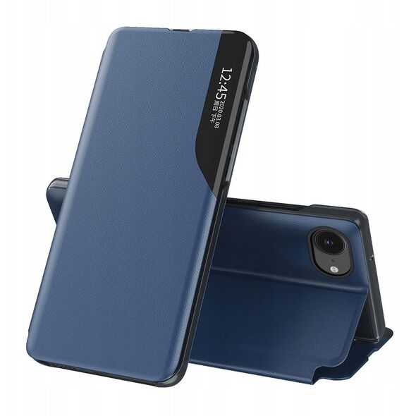 Etui Eco Leather View Case elegancki futerał z klapką i podstawką na iPhone 16e - niebieskie