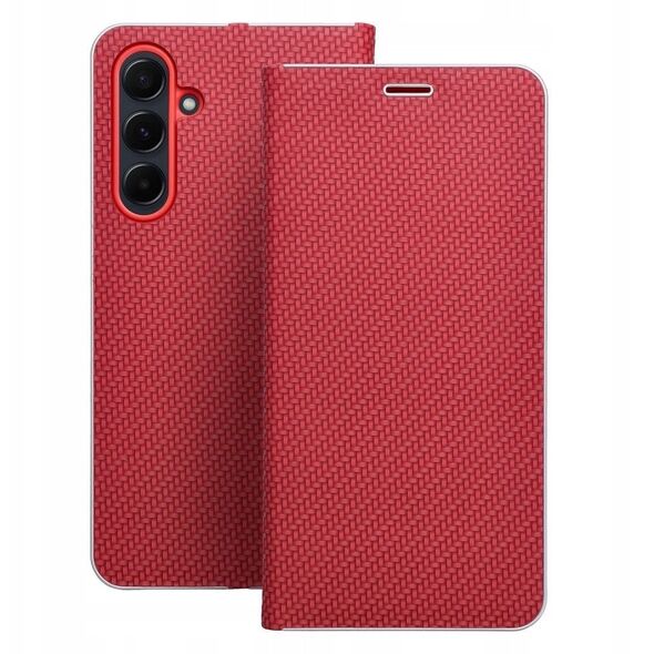Kabura LUNA Book Carbon do SAMSUNG S24 FE czerwony