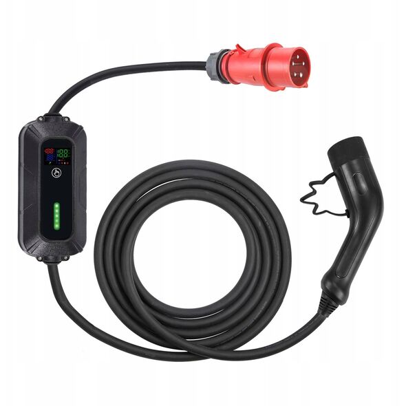 PLATINET EV ŁADOWARKA PRZENOŚNA SAMOCHODÓW EV/PHEV AC TYPE 2 8/10/13/16A 11KW CEE 3F 7M CABLE BLACK [46203]