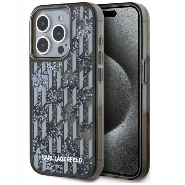 Etui Karl Lagerfeld Liquide Glitter      Monogram Gradient do iPhone 15 Pro Max czarny