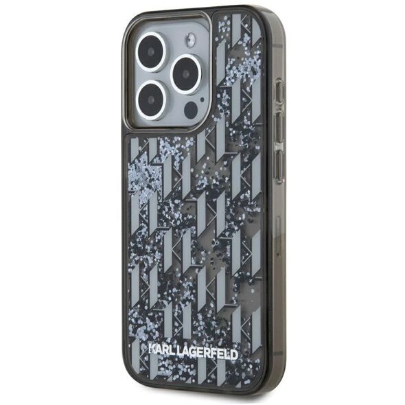 Etui Karl Lagerfeld Liquide Glitter      Monogram Gradient do iPhone 15 Pro czarny
