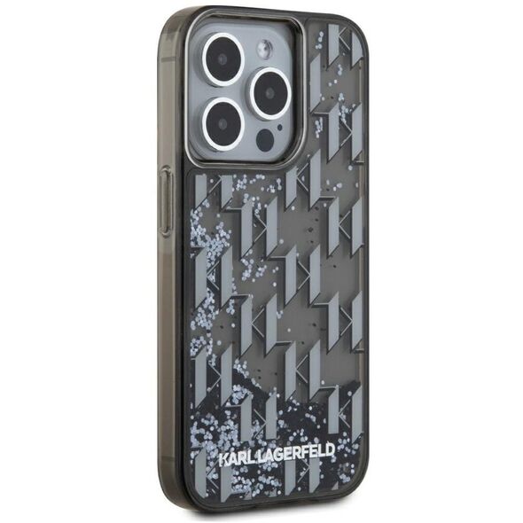 Etui Karl Lagerfeld Liquide Glitter      Monogram Gradient do iPhone 15 Pro czarny