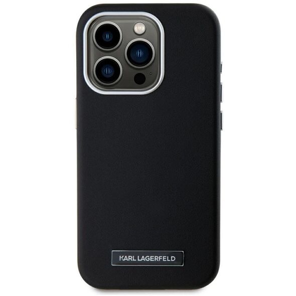 Case Karl Lagerfeld FW Metal Plate MagSafe for iPhone 15 Pro black