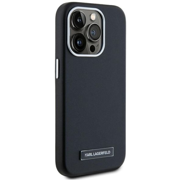 Case Karl Lagerfeld FW Metal Plate MagSafe for iPhone 15 Pro black