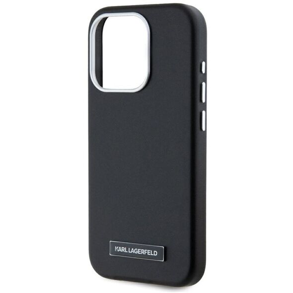 Case Karl Lagerfeld FW Metal Plate MagSafe for iPhone 15 Pro black