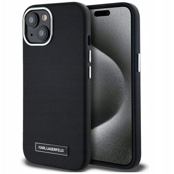 Case Karl Lagerfeld FW Metal Plate MagSafe for iPhone 15 black