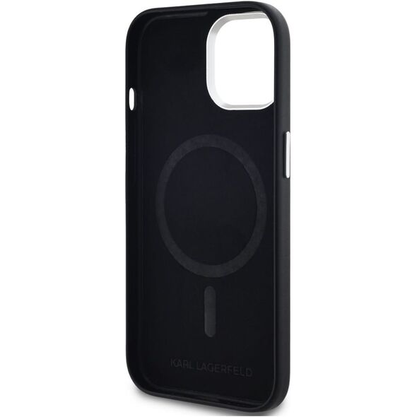 Case Karl Lagerfeld FW Metal Plate MagSafe for iPhone 15 black