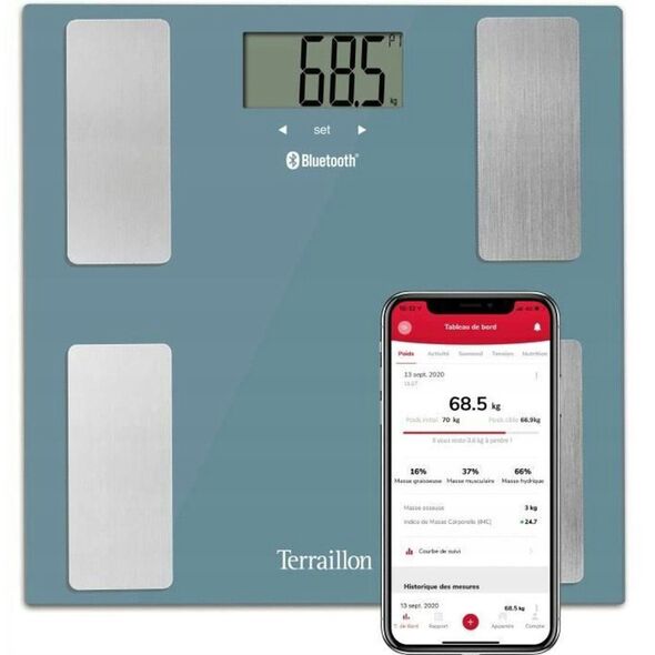 TERRAILLON 14874 Smart Connect  Blue personal scales and bod