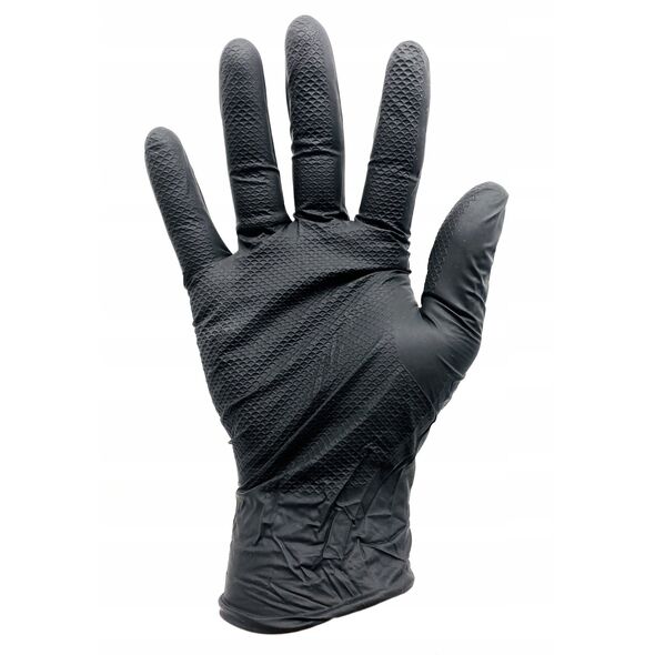 Disposable nitrile gloves with rough palm GRIPAZZ, black, size 2XL (50pcs.)