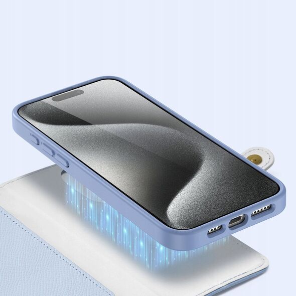 Etui skórzane Dux Ducis Lawa na iPhone 15 - niebieskie
