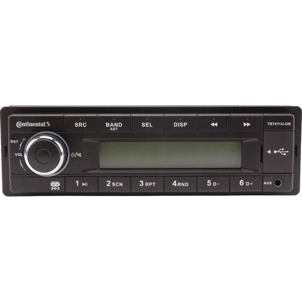 Continental TR7411U-OR FM RDS tuner AUX/USB 12V short shaft