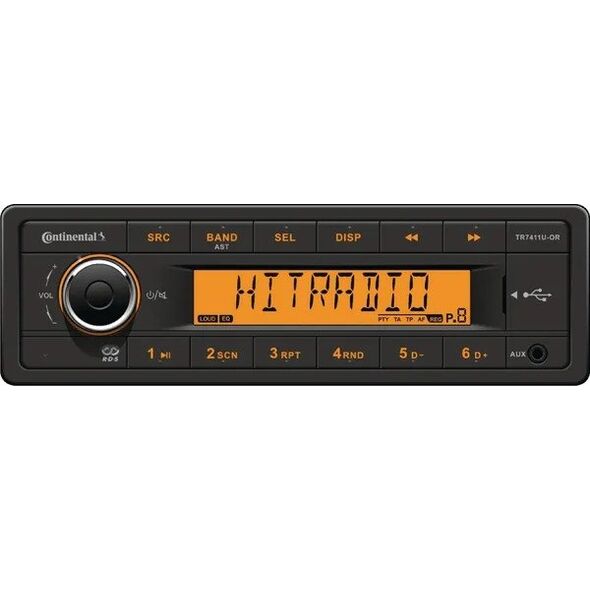 Continental TR7411U-OR FM RDS tuner AUX/USB 12V short shaft