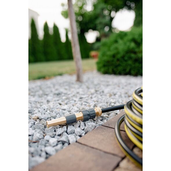 DYSZA REGULOWANA MOSIĘŻNA GW 3/4" Z PRZYŁĄCZEM NA KRAN GZ 3/4" 12,5cm BRASS SOFT