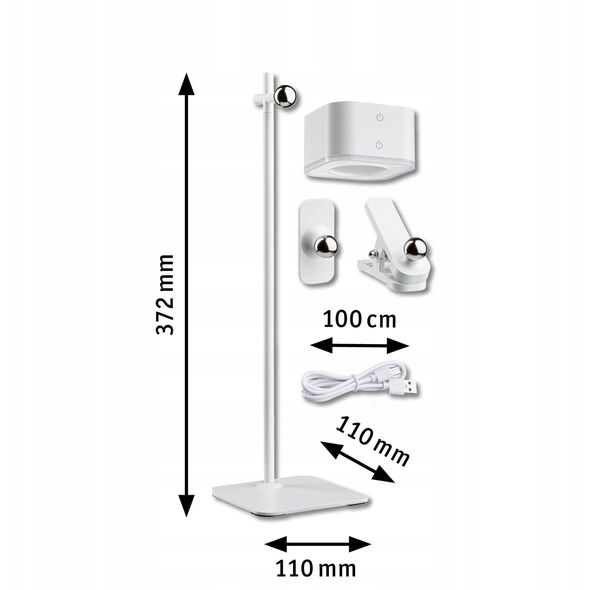 Lampka stołowa VARIA LED 3W DIM USB-C 2700K-6500K magnes klips 250/60lm 5V biały / metal