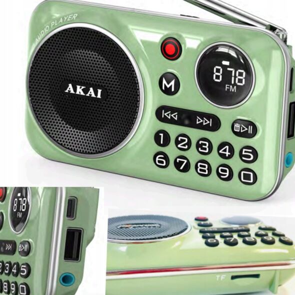 RADIO AKAI APR-500 USB, BT, TF, AKU, funkcja nagrywania