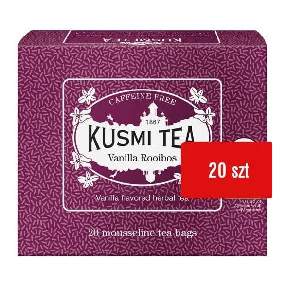Kusmi Tea - Rooibos z Vanilią Bio -  Herbata 20 saszetek