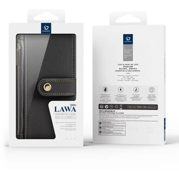 Etui ochronne do iPhone 16 Pro Dux Ducis Lawa skórzane MagSafe portfel czarne