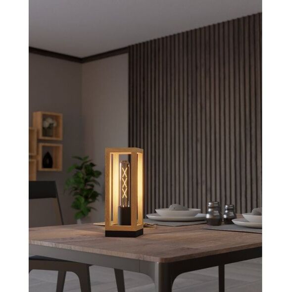 Table lamp EGLO Nafferton, 1 x E27, 40W, black/wood color, 10 x 10 x 28 cm