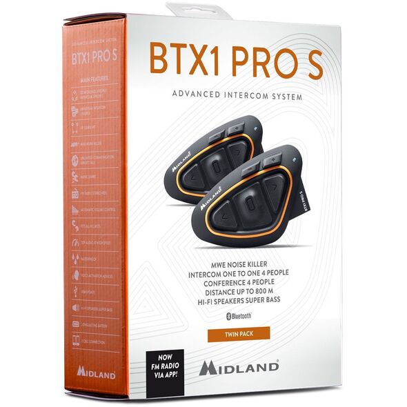 Interkom motocyklowy Midland BTX1 PRO S-TWIN na 2 kaski