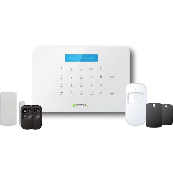 Zestaw alarmowy GSM centralka/2 czujniki/2 piloty/2 karty RFID