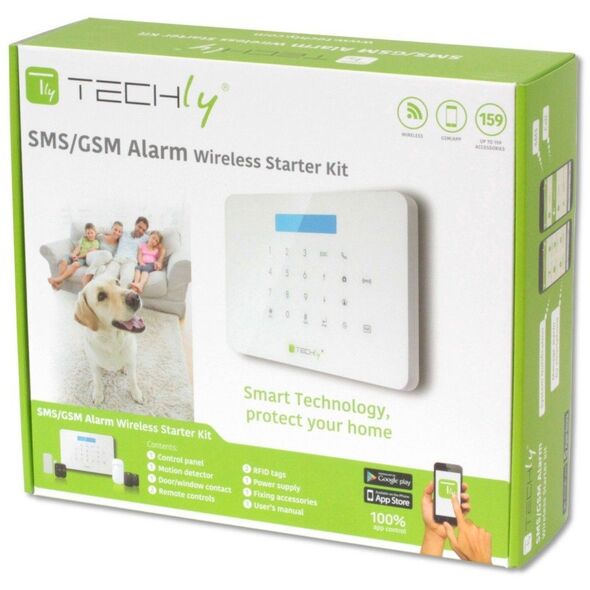 Zestaw alarmowy GSM centralka/2 czujniki/2 piloty/2 karty RFID