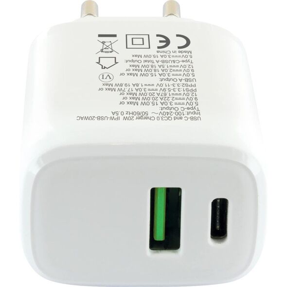 Ładowarka sieciowa USB-C PD 20W i USB-A QC 18W