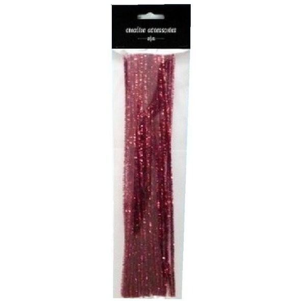 Druty chenille 30cm czerwony metallic 25szt EDUKAMP