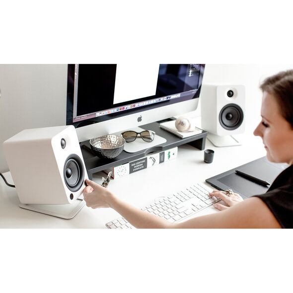 KANTO AUDIO DESKTOP SPEAKER STANDS FOR MIDSIZE SPEAKERS - WHITE (PAIR)
