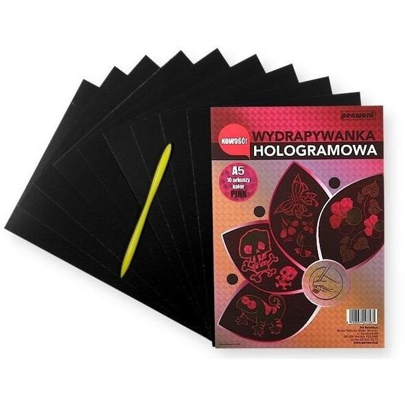 Wydrapywanka hologramowa A5 różowa