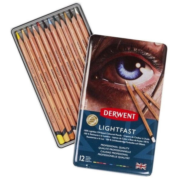 Derwent Lightfast 12 stk tin, oliebaseret farveblyant