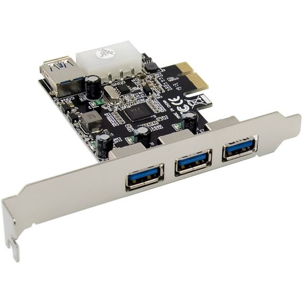 InLine® PCIe Karte, 3x+1x USB 3.2 Gen.1, Molex kompatibler 4-Pin Stromanschluss