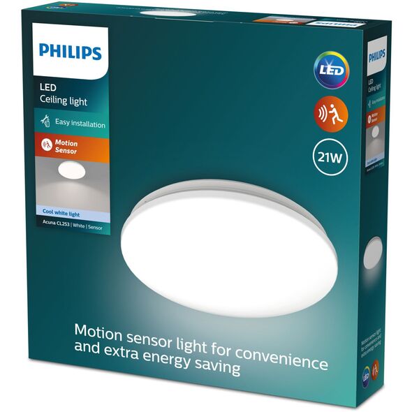 Ceiling LED lamp PHILIPS ACUNA 21W 4000K 2900lm with motion sensor O34.5x7.1cm