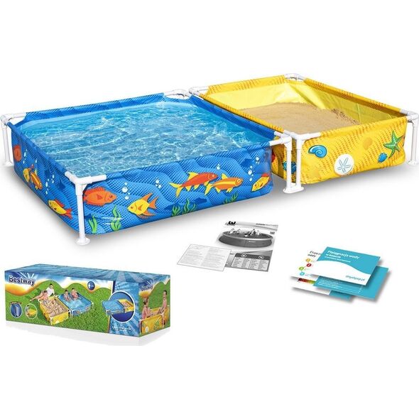Bestway Basen ogrodowy stelażowy dla dzieci z piaskownicą 213 x 112 x 30,5 cm Bestway 561CF