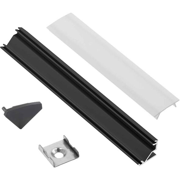 Profile for LED strips EUROLIGHT AL-C2-B, aluminum, angular, black, anodized, 2m