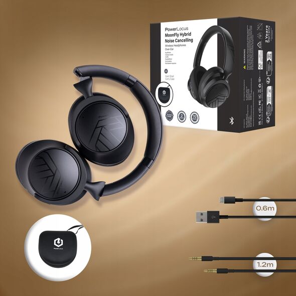 PowerLocus Bluetooth Headphones Hybrid ANC Moonfly