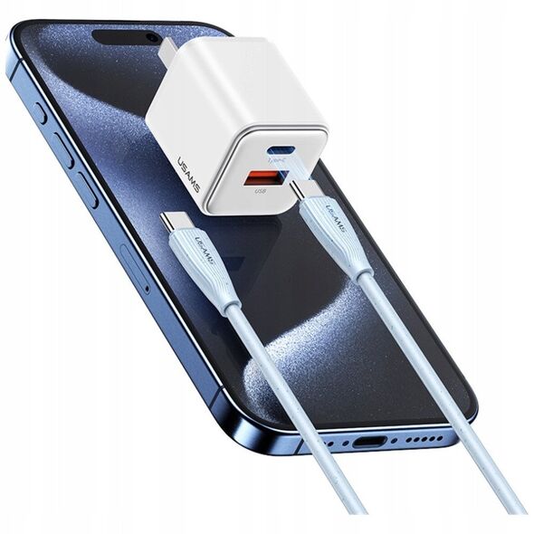 Kabel USAMS Green Series SJ716 60W USB-C do USB-C 1m niebieski