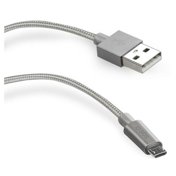 Kabel USB SBS Mobile USB-A - 1 m Srebrny (TECABLEMICROBS)